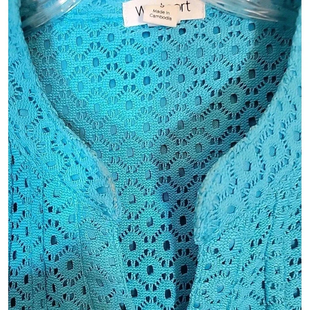 Ladies Westport Brand Blue Lace Blouse Size Small ~ Summer Fun